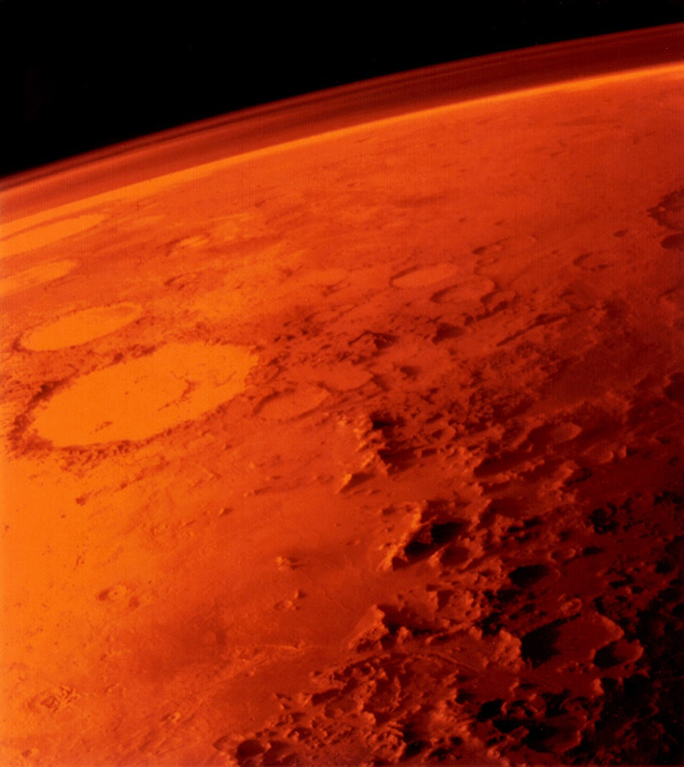 View of thin Mars atmosphere.